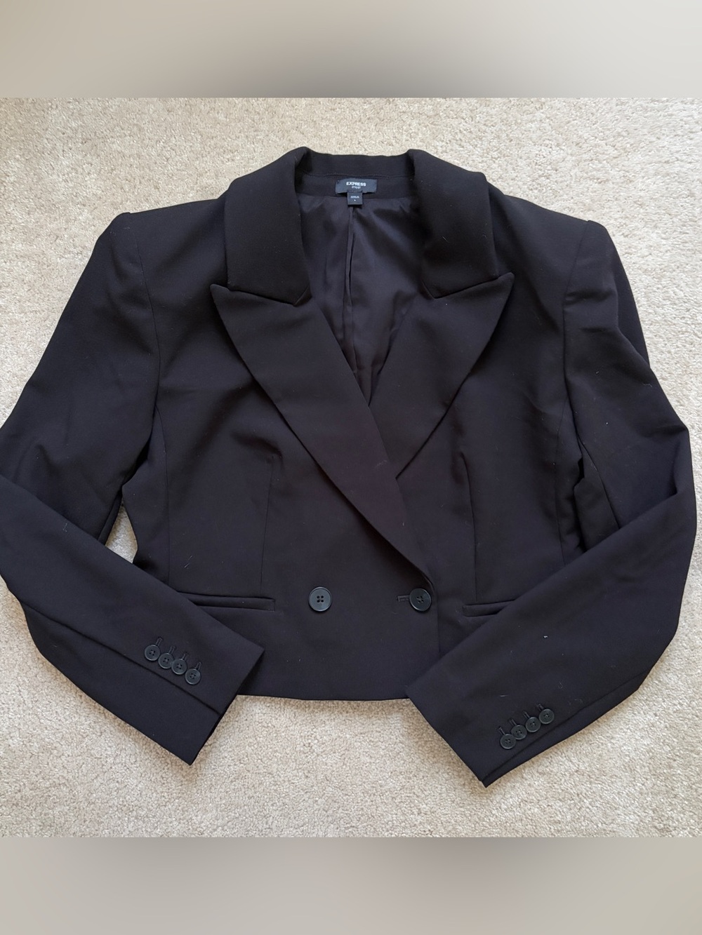 Express Black Double-Breasted Cropped Blazer